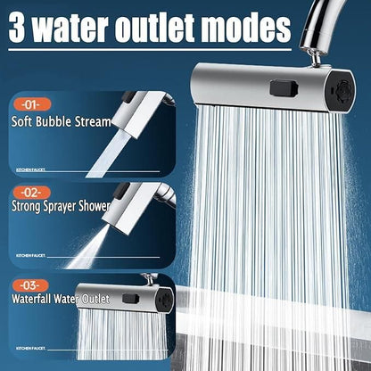 3 in 1  360 degree Waterfall Kitchen Faucet, Touch Faucet, Extender for Kitchen Sink